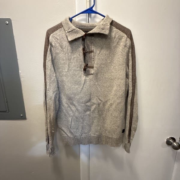 Trash Nouveau Toggle Sweater Size M Tan Brown Collar
