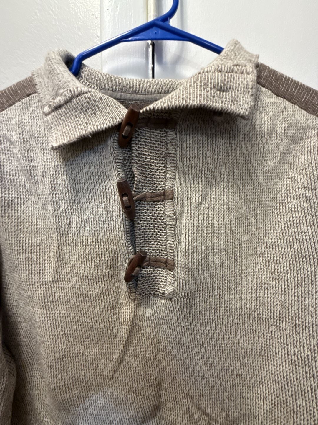 Trash Nouveau Toggle Sweater Size M Tan Brown Collar 3