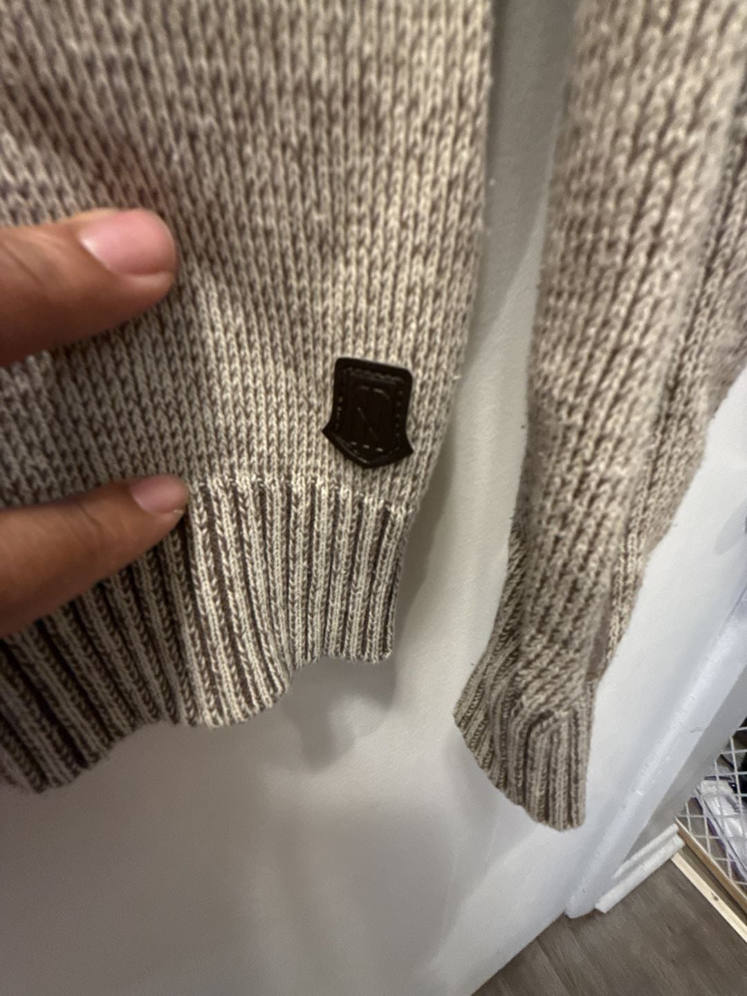 Trash Nouveau Toggle Sweater Size M Tan Brown Collar 4