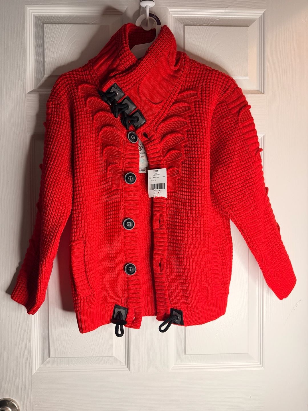 Suslo Couture KSW 512 Sweater Size 16-18 Red Knit Button Toggle 2