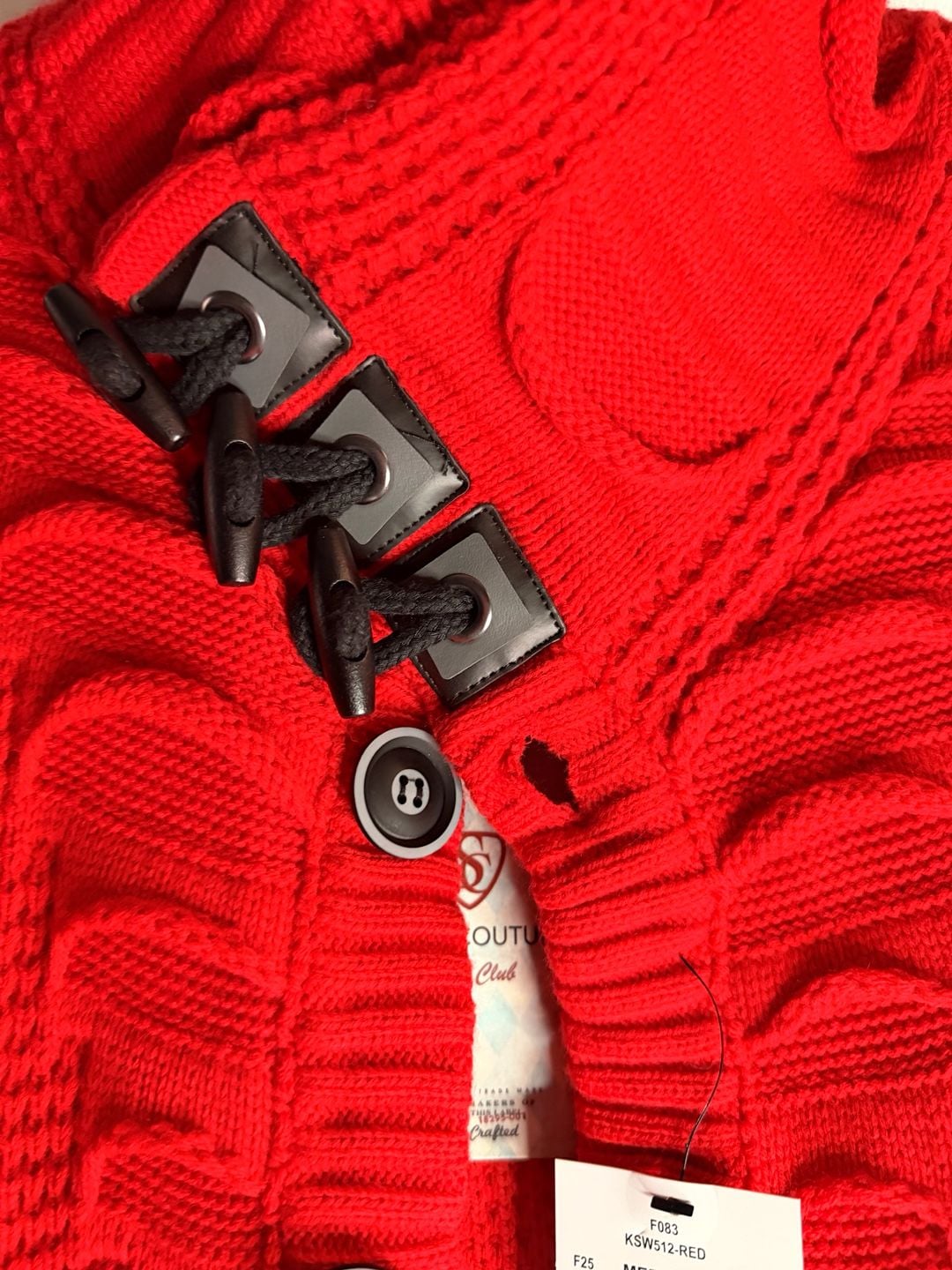 Suslo Couture KSW 512 Sweater Size 16-18 Red Knit Button Toggle 3