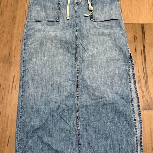 Lucky Brand Denim Skirt Size 8 29 Blue Cotton Long Maxi