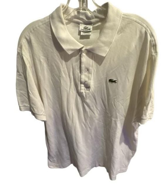 Lacoste Polo Size 6 White Cotton Short Sleeve Shirt 2