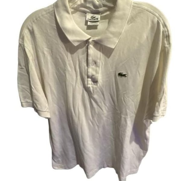 Lacoste Polo Size 6 White Cotton Short Sleeve Shirt