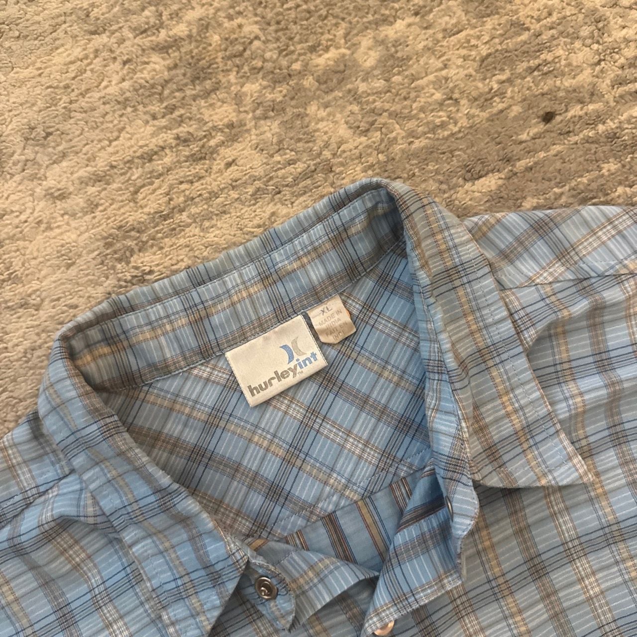Vintage 2000s Hurley International Short Sleeve Button Down Plaid Shirt XL Blue 3