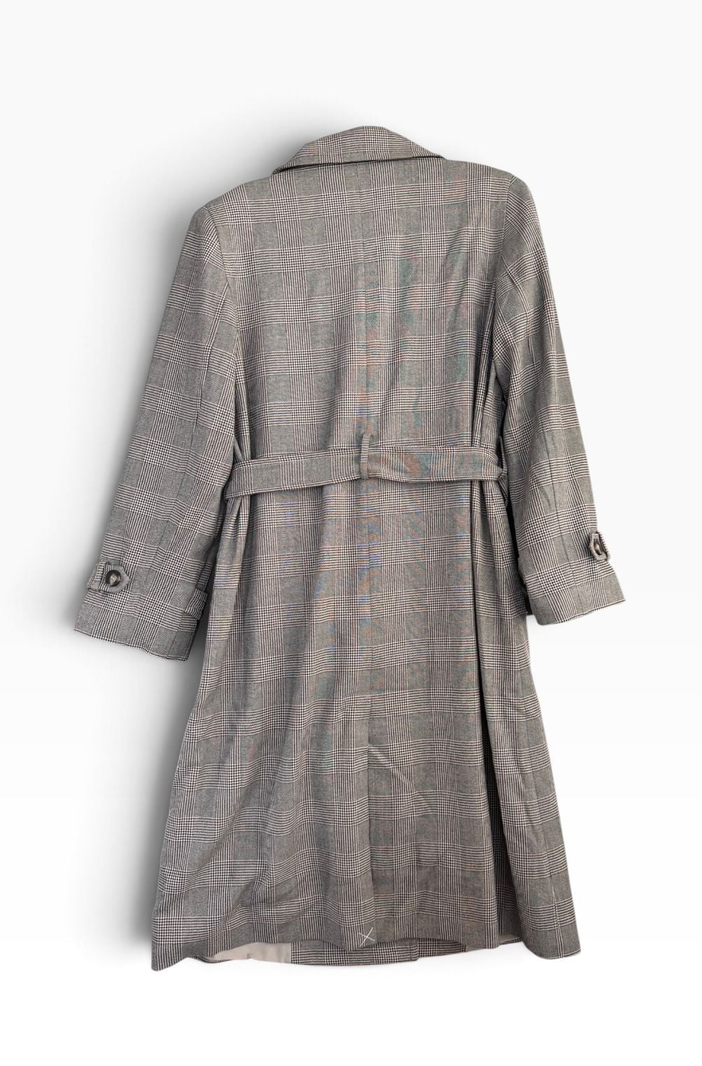 LOFT Versa Plaid Seasonless Stretch Trench Coat Size S Grey 3