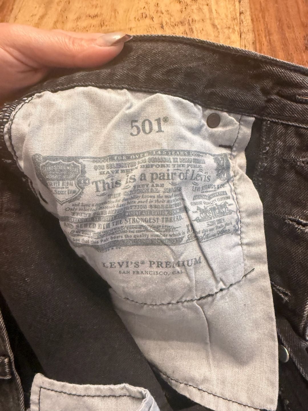 Levi's 501 Premium Cut Off Denim Shorts Black Distressed Frayed 6