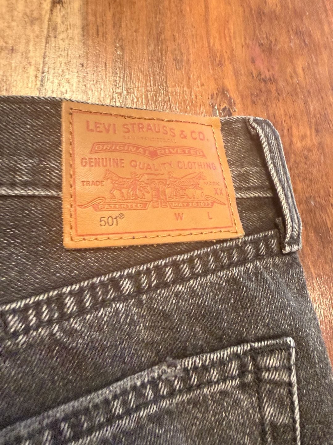 Levi's 501 Premium Cut Off Denim Shorts Black Distressed Frayed 8