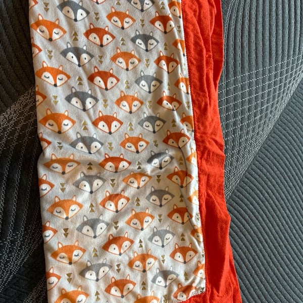 Organic Designs Fox Baby Blanket Reversible Orange Gray