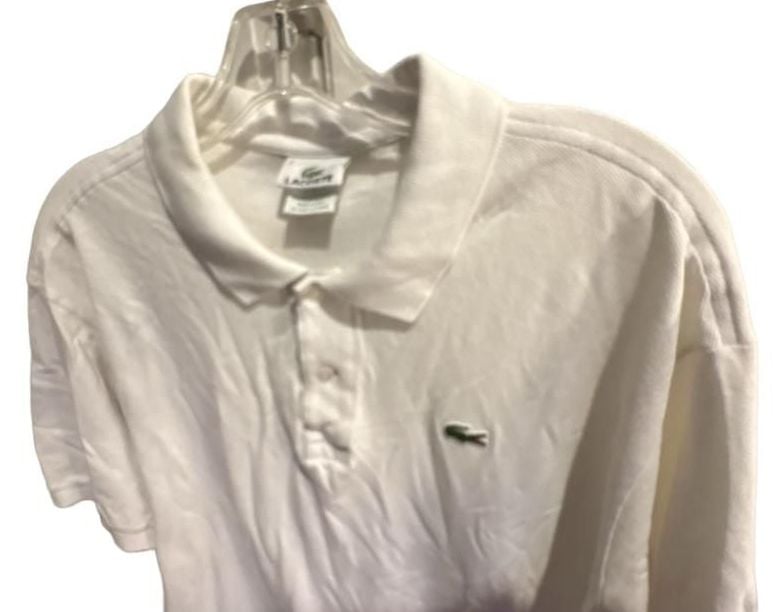 Lacoste Polo Size 6 White Cotton Short Sleeve Shirt 7