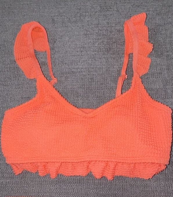 Unbranded Ruffle Bikini Set Size 9-10Y Orange Smocked Two Piece Swimsuit 2