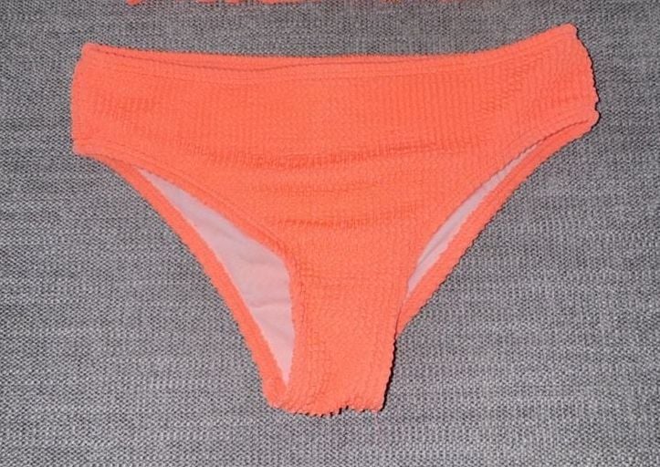 Unbranded Ruffle Bikini Set Size 9-10Y Orange Smocked Two Piece Swimsuit 3