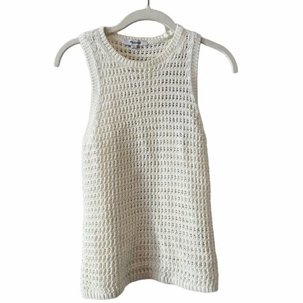 Madewell Crochet-Knit Crewneck Sweater Tank Size XS Ivory