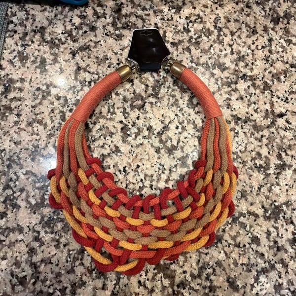 Unbranded Woven Rope Statement Necklace Fall Colors