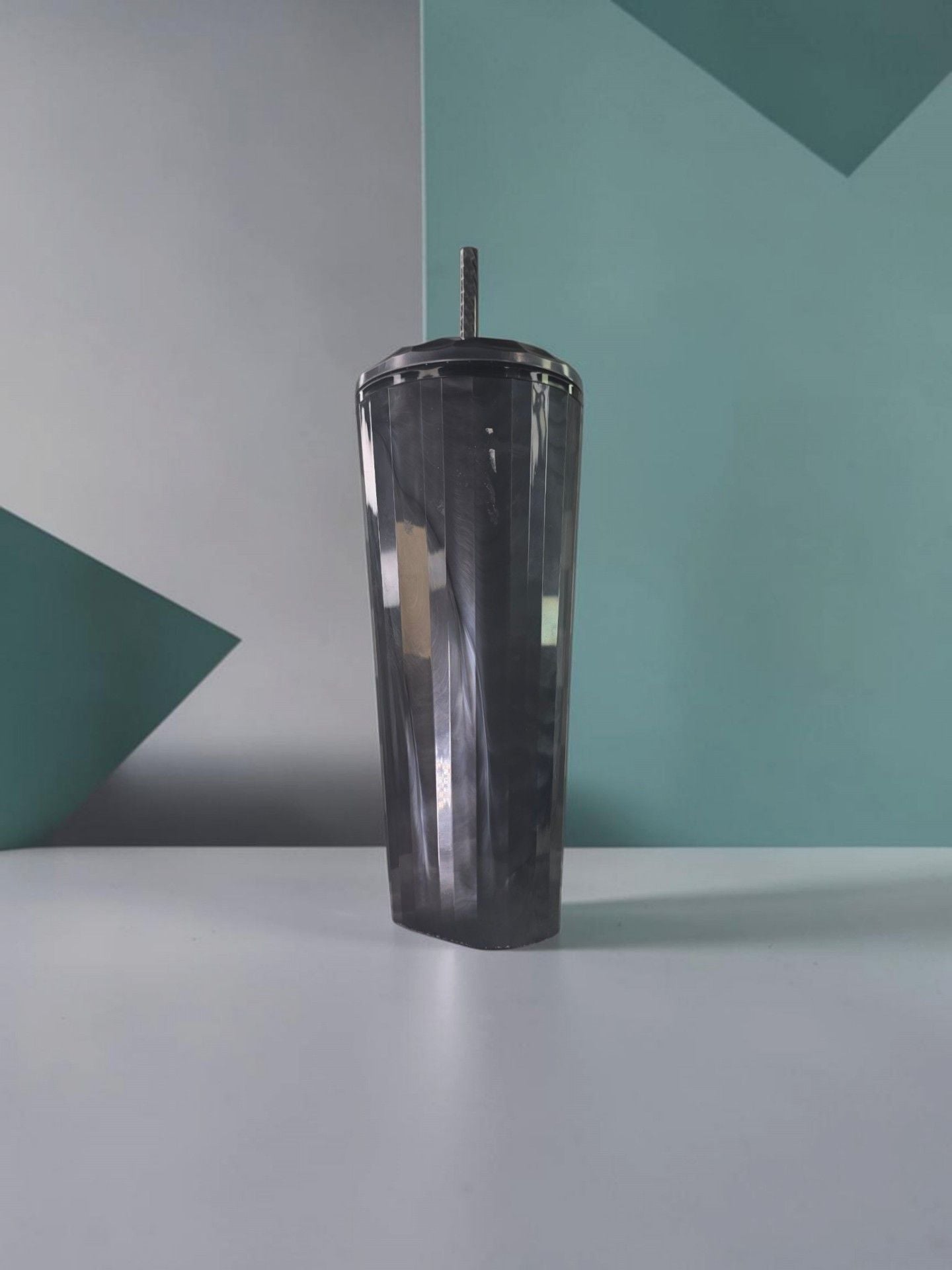 Starbucks Cold Tumbler 24 OZ Black Pearl Marbled Pleated 3