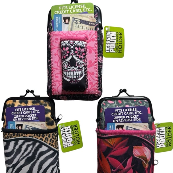 Cigarette Pouch Card & Lighter Holder Multi-Print Set of 3
