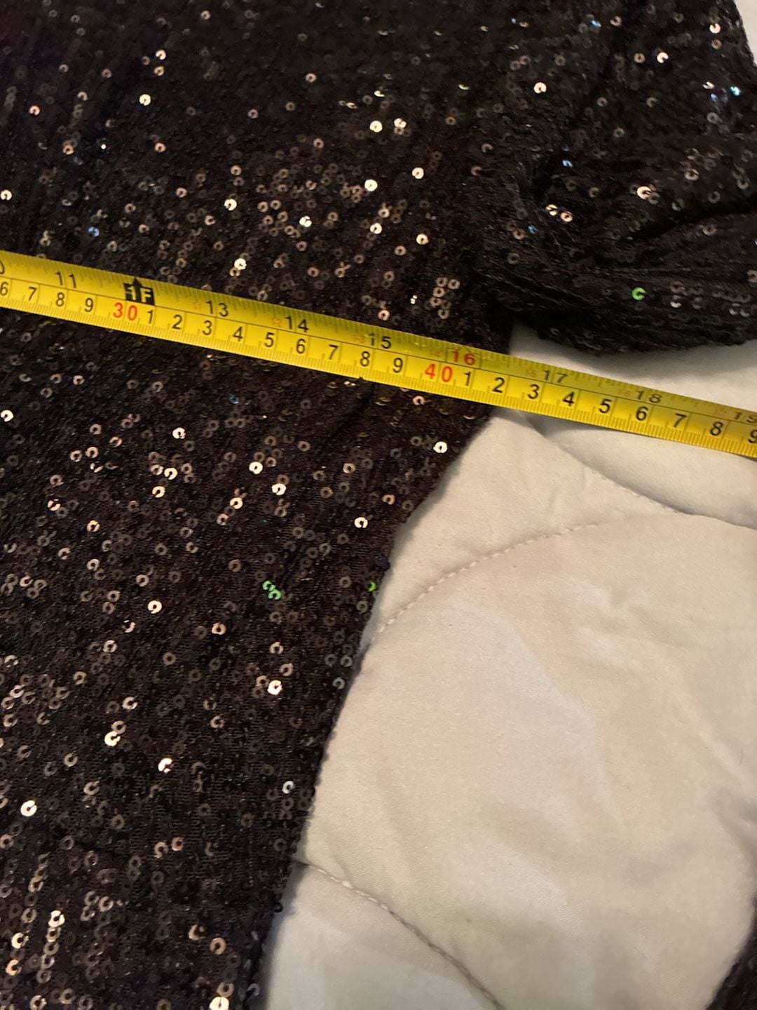 Belle Badgley Mischka Dress Size 10 Black Sequin Long Sleeve A813 3