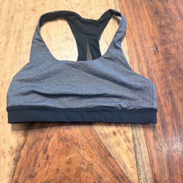 Lululemon Invigorate Mesh Back Bra Grey Black Workout Sports Bra