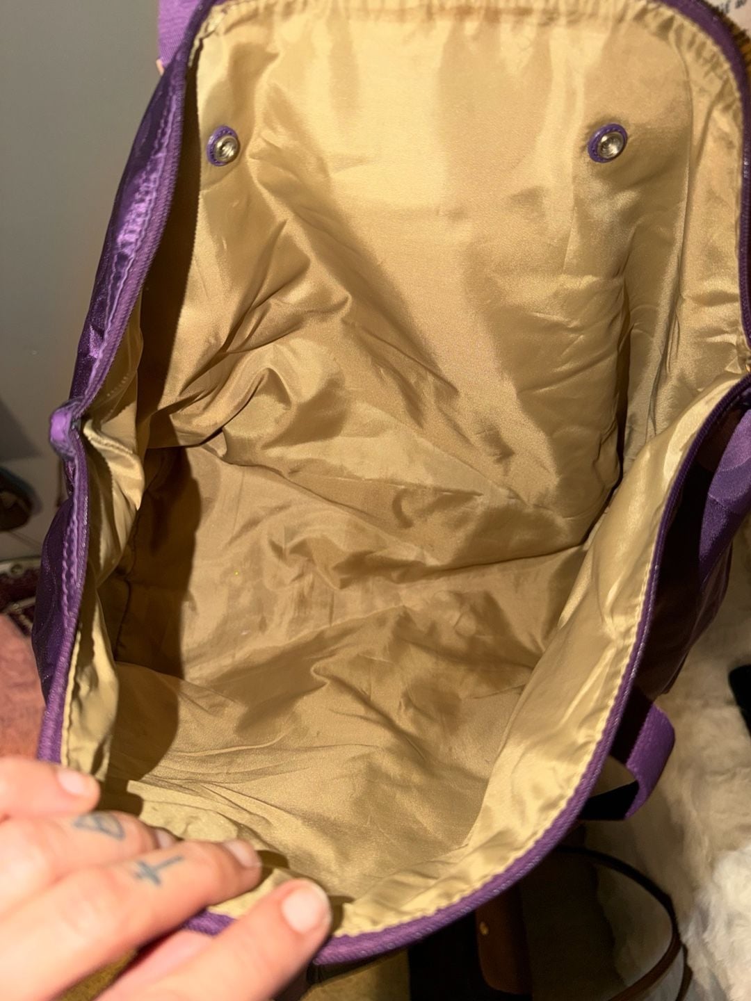 Coach Signature Satin Tote Purple Handbag 4