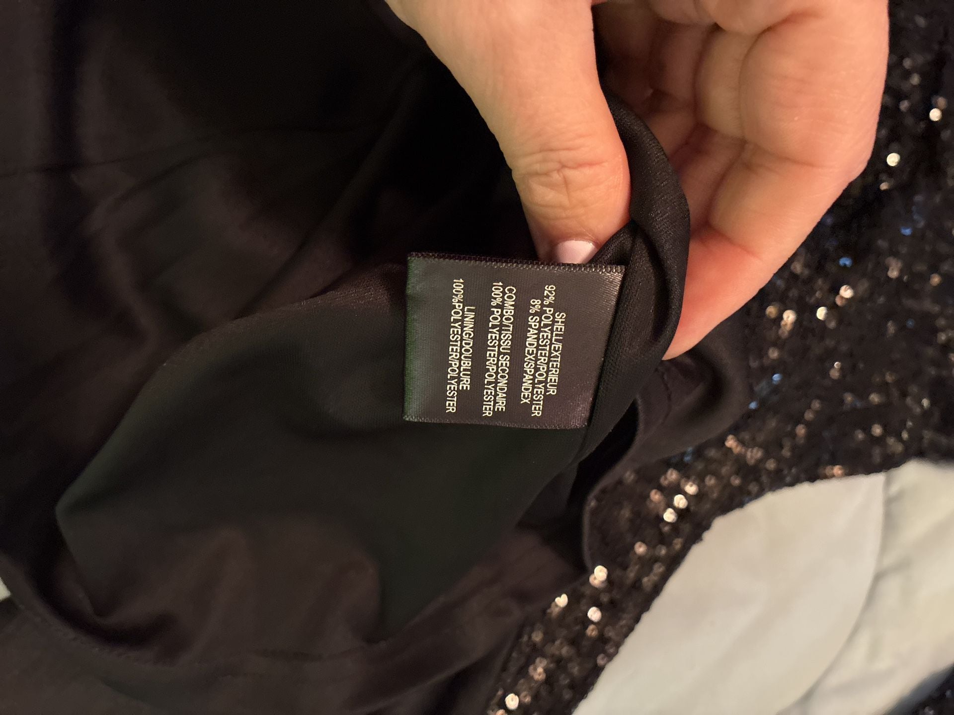 Belle Badgley Mischka Dress Size 10 Black Sequin Long Sleeve A813 8