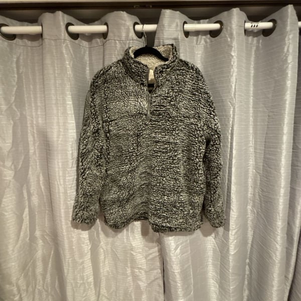 Altar'd State Sherpa Pullover Size L Gray Quarter Zip