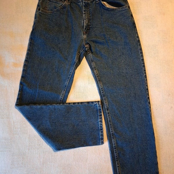 Wrangler Straight Leg Jeans 32x30 Blue Cotton Denim