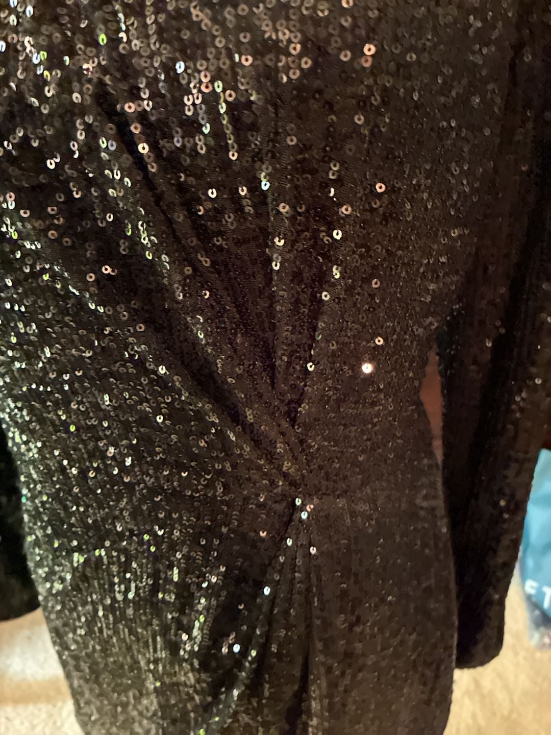 Belle Badgley Mischka Dress Size 10 Black Sequin Long Sleeve A813 13