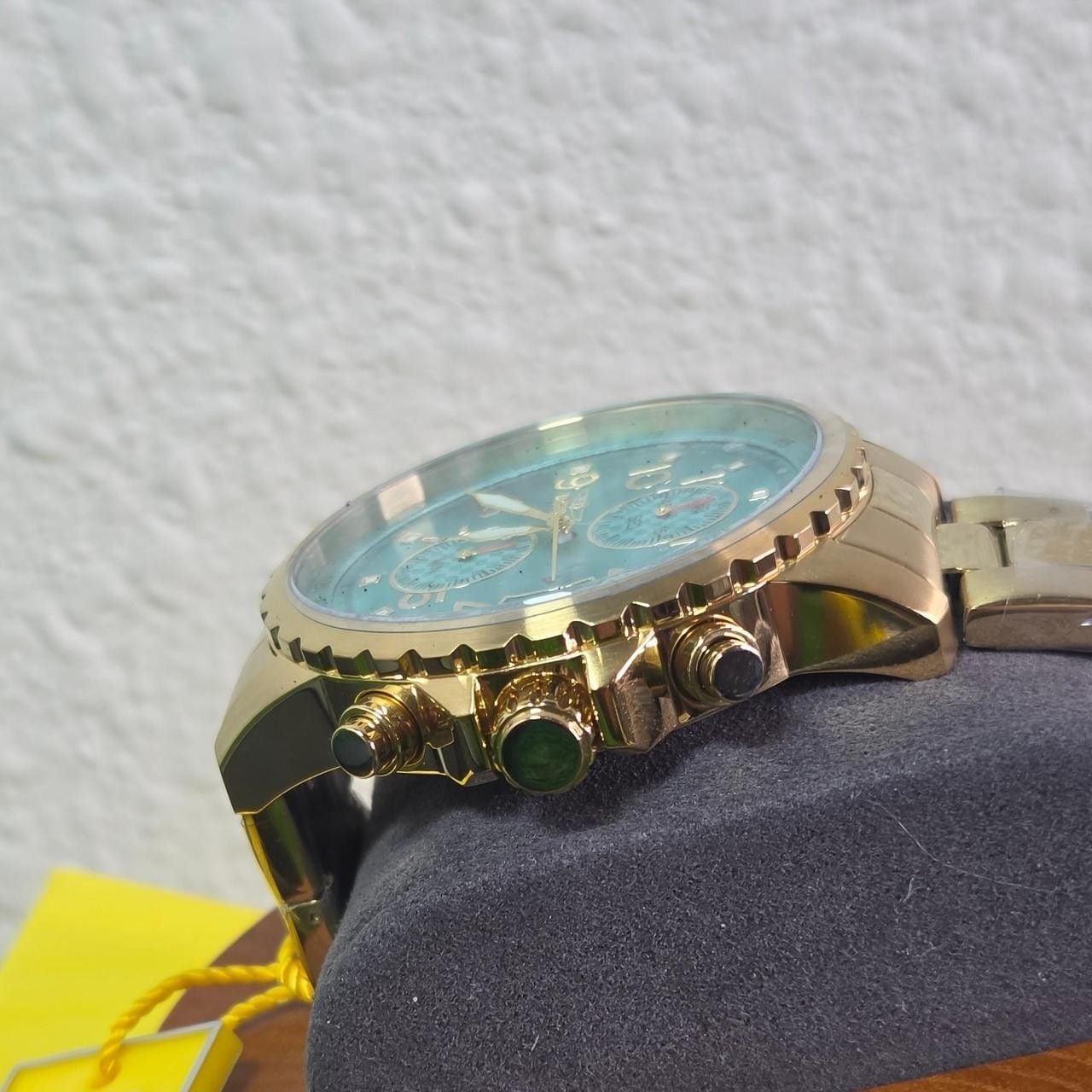 Invicta Chronograph Gold-Tone Turquoise Dial Watch 4