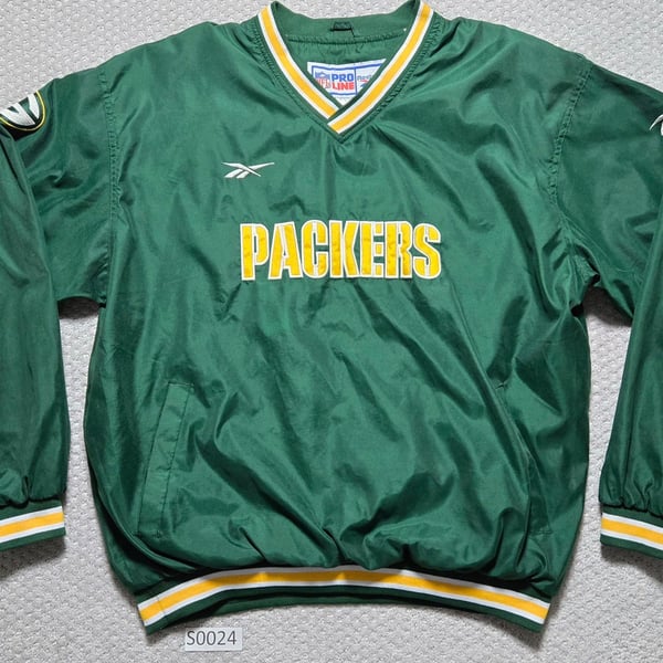 Vintage 1990s Reebok NFL Pro Line Green Bay Packers Windbreaker Pullover Jacket