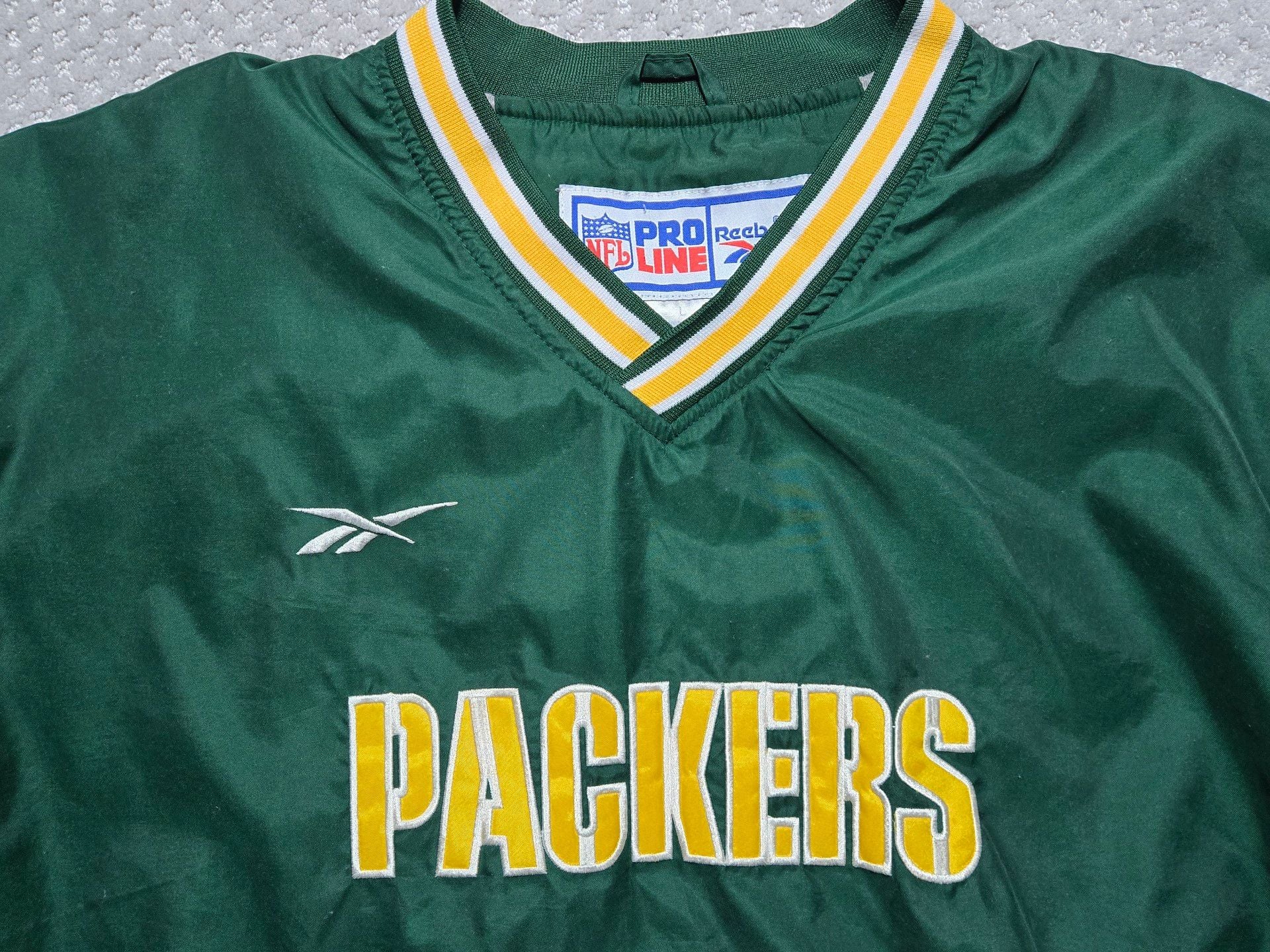 Vintage 1990s Reebok NFL Pro Line Green Bay Packers Windbreaker Pullover Jacket 2