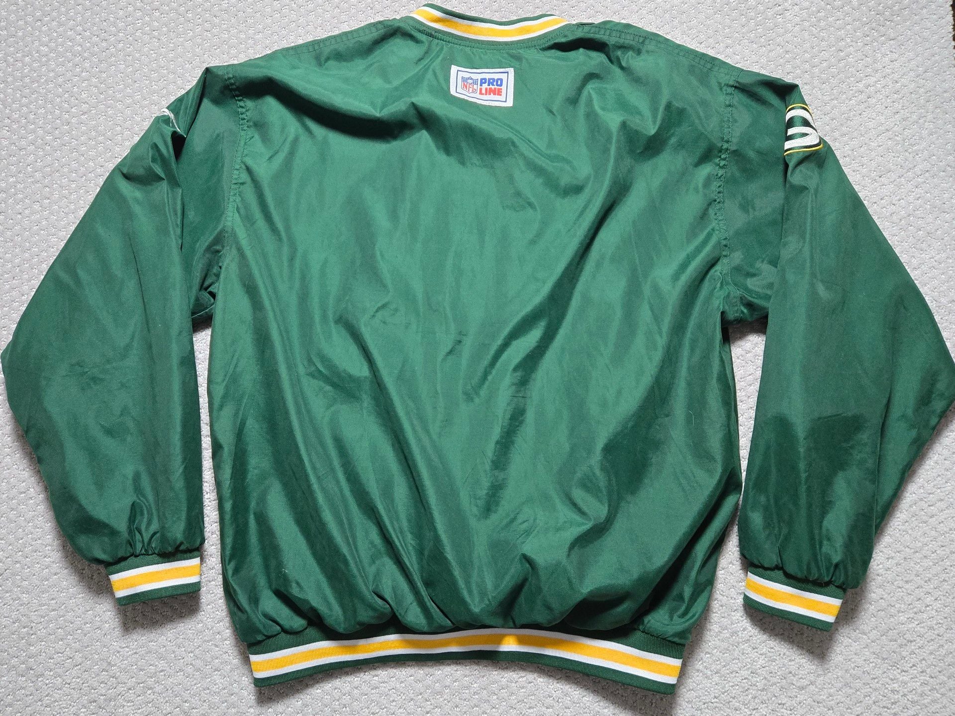 Vintage 1990s Reebok NFL Pro Line Green Bay Packers Windbreaker Pullover Jacket 14