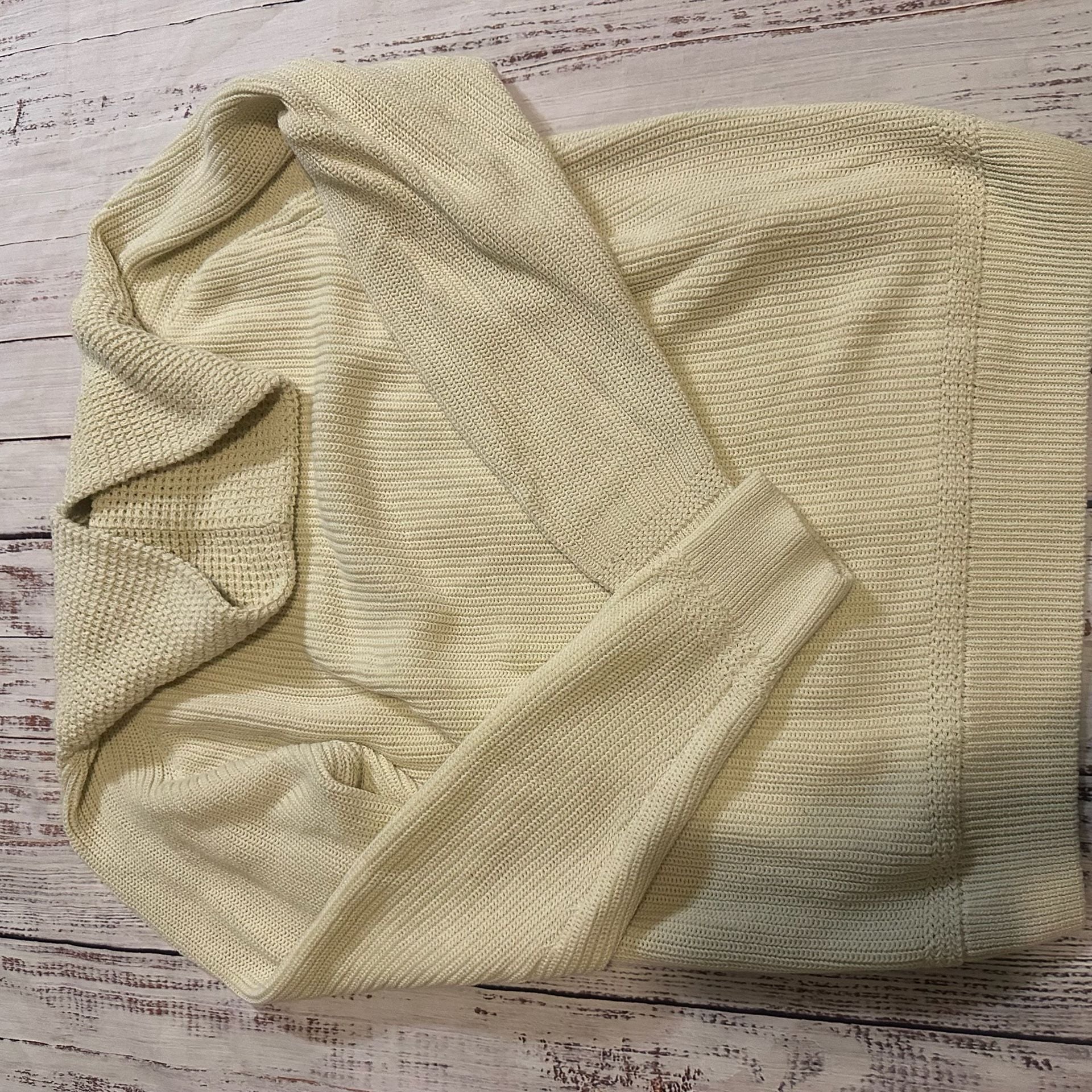 Weatherproof Vintage Shawl Collar Sweater Size L Cream Cotton 8