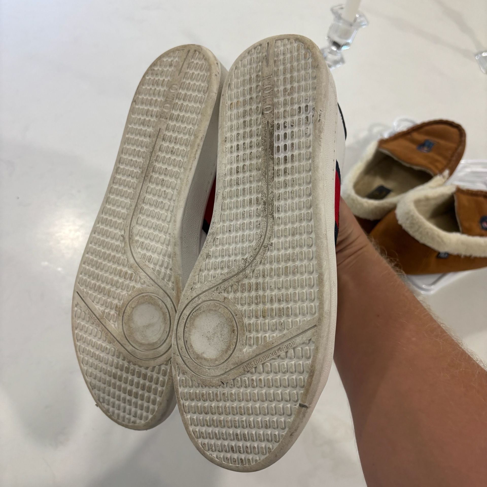 Polo Ralph Lauren Quilton Bear White Leather Sneakers Shoes 7