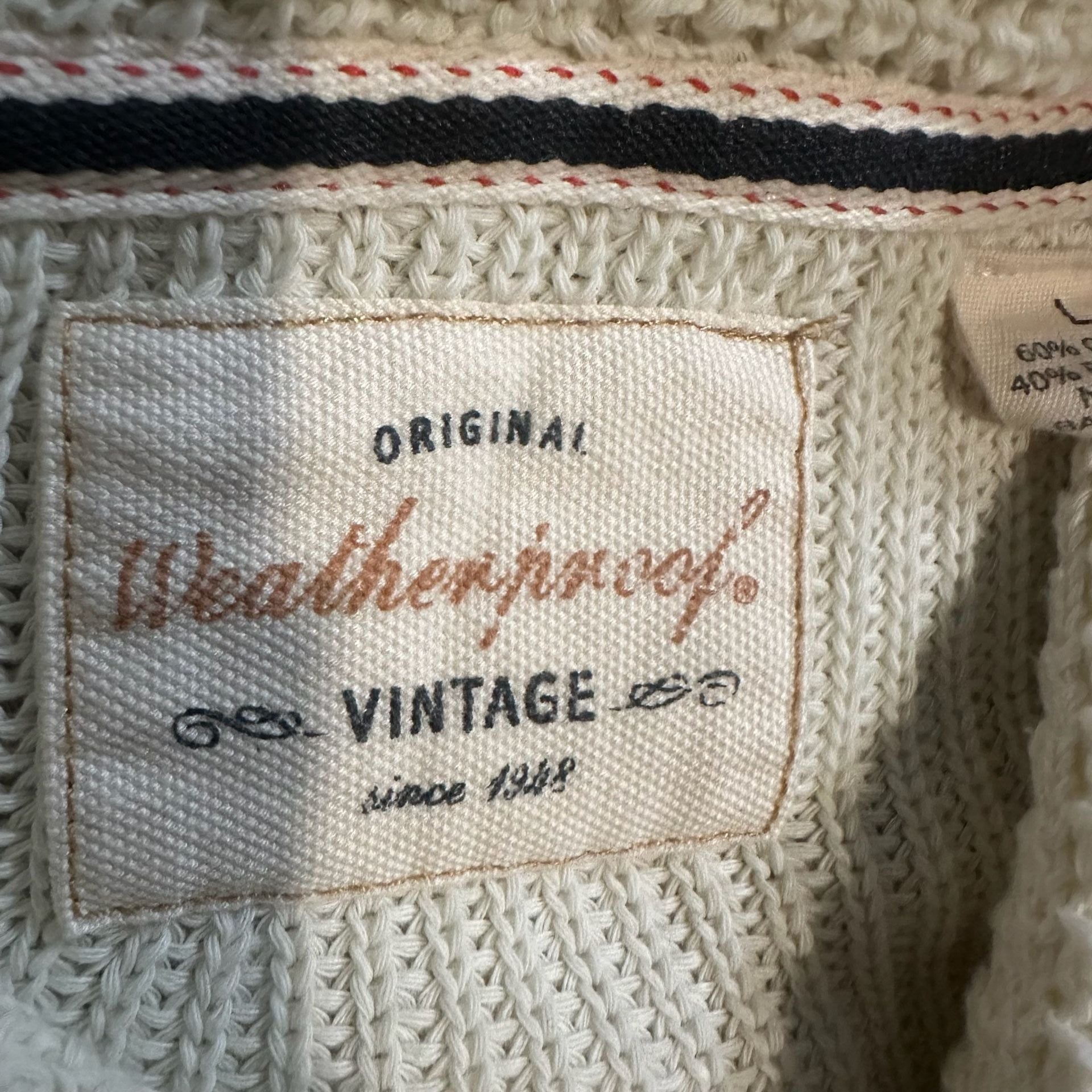 Weatherproof Vintage Shawl Collar Sweater Size L Cream Cotton 7