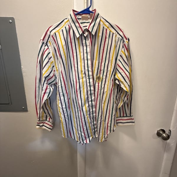 Huntington Ridge Striped Button Down Shirt Size L Multicolor