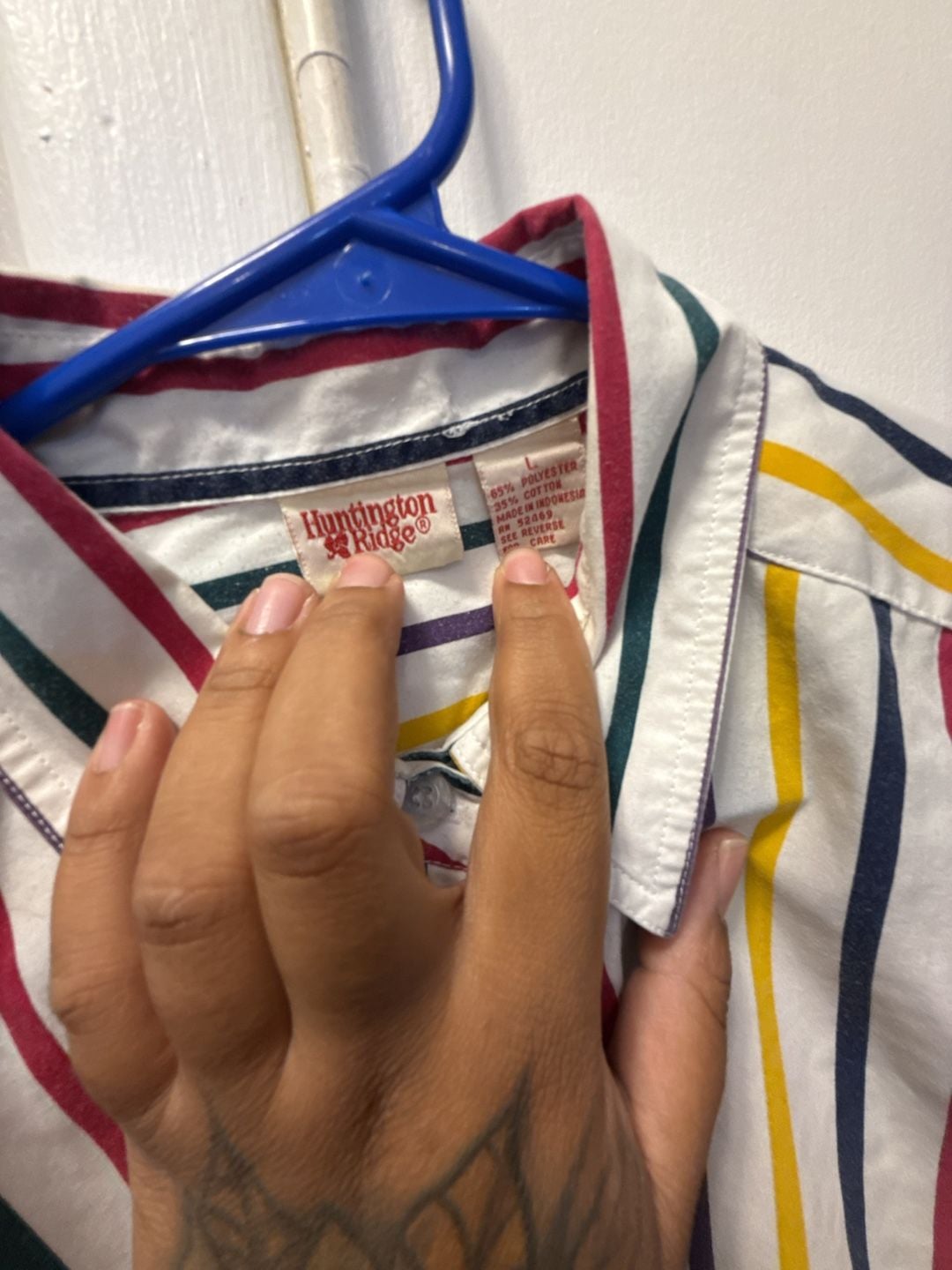 Huntington Ridge Striped Button Down Shirt Size L Multicolor 5