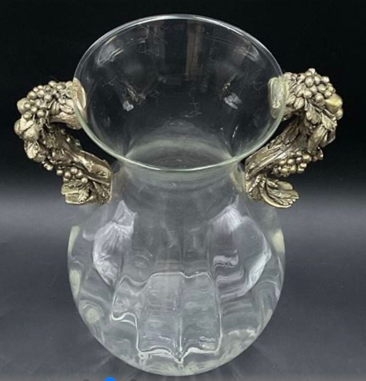 Vtg Arthur Court Grapevine Glass Ice Bucket Wine Chiller & Double Handled Carafe Pitcher Set 2