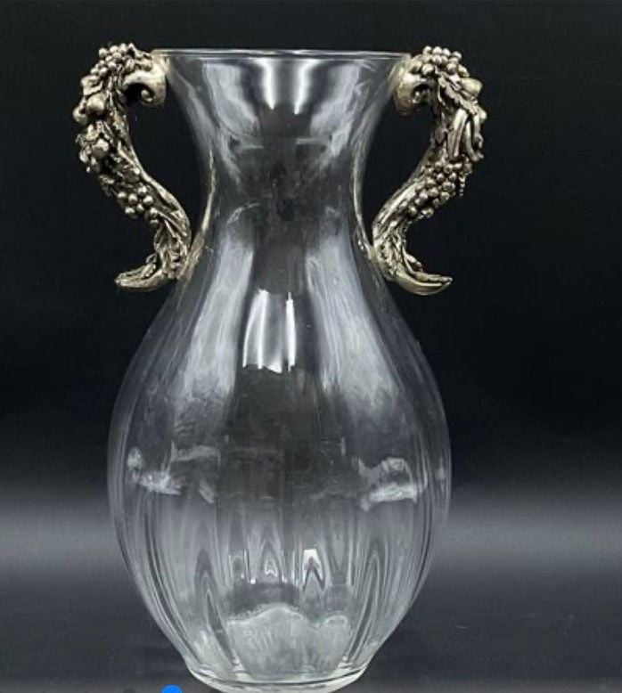 Vtg Arthur Court Grapevine Glass Ice Bucket Wine Chiller & Double Handled Carafe Pitcher Set 4