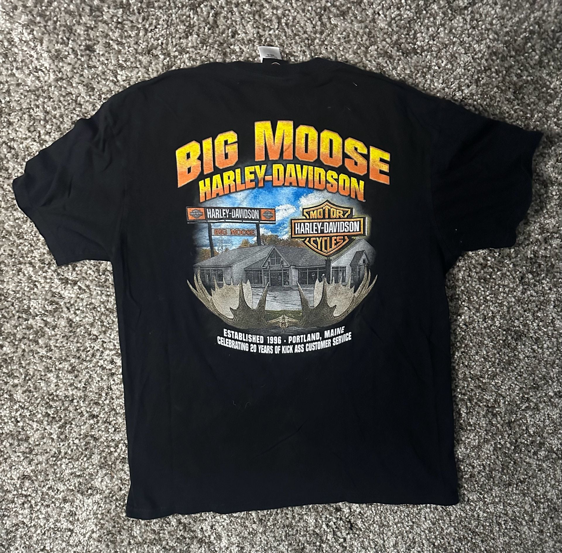 Harley-Davidson Big Moose Portland Maine T-Shirt Size XL Black 7