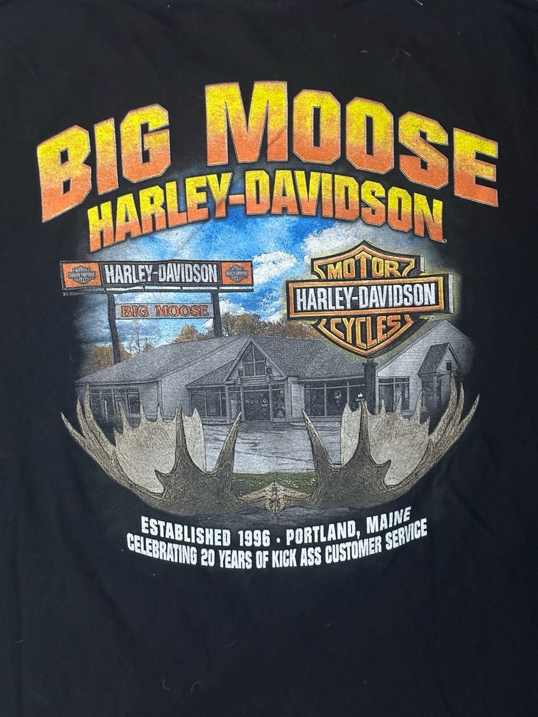 Harley-Davidson Big Moose Portland Maine T-Shirt Size XL Black 8