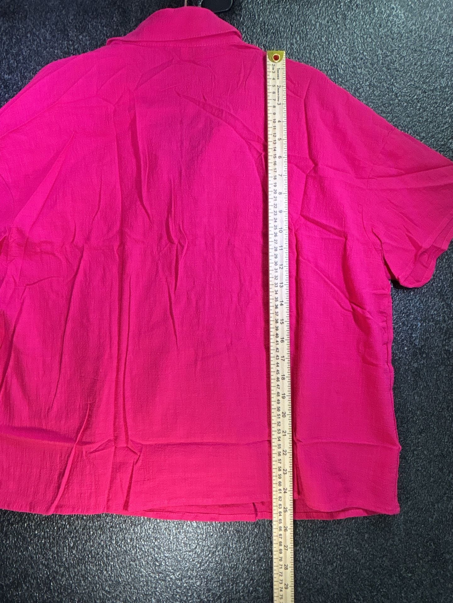 Short Sleeve Cotton Linen Henley Shirt Hot Pink 7