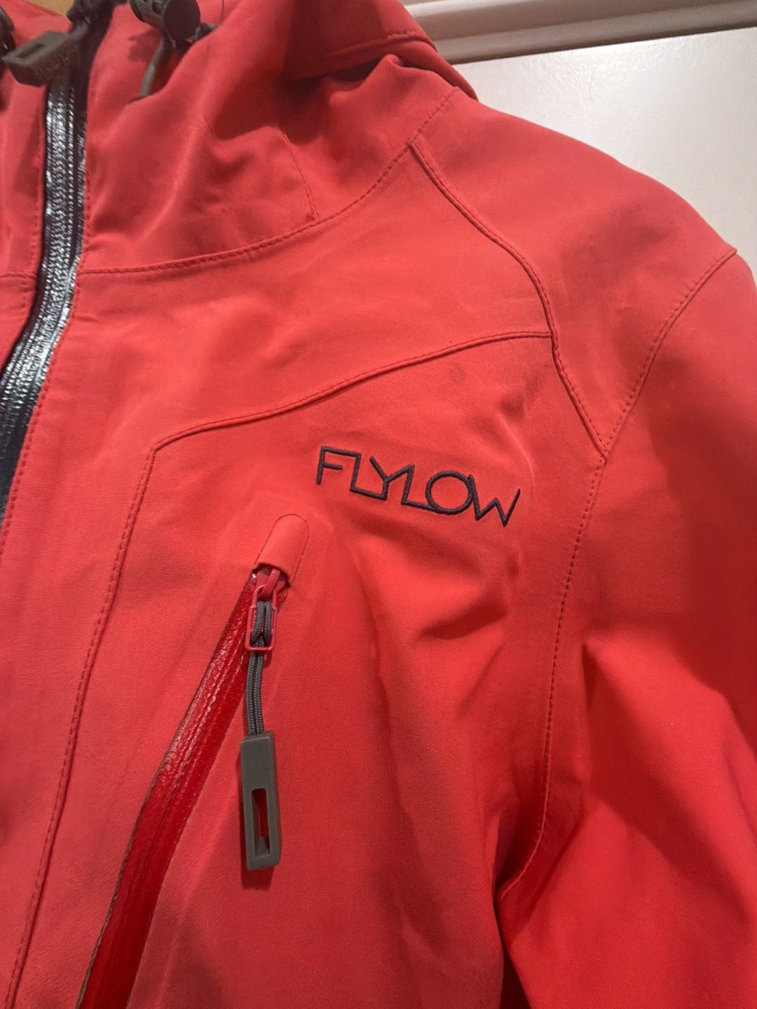 Flylow Technical Hooded Ski Jacket Red Orange Intuitive Fabric 3