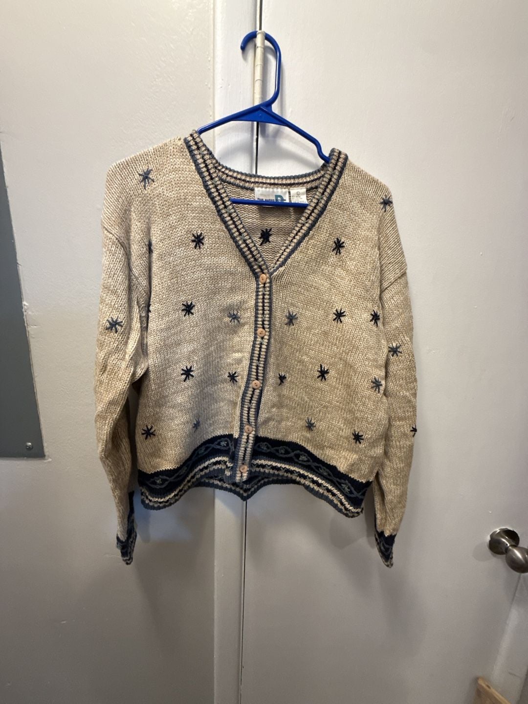 Paul Harris Design Cardigan Sweater Size L Beige Ramie Cotton 2