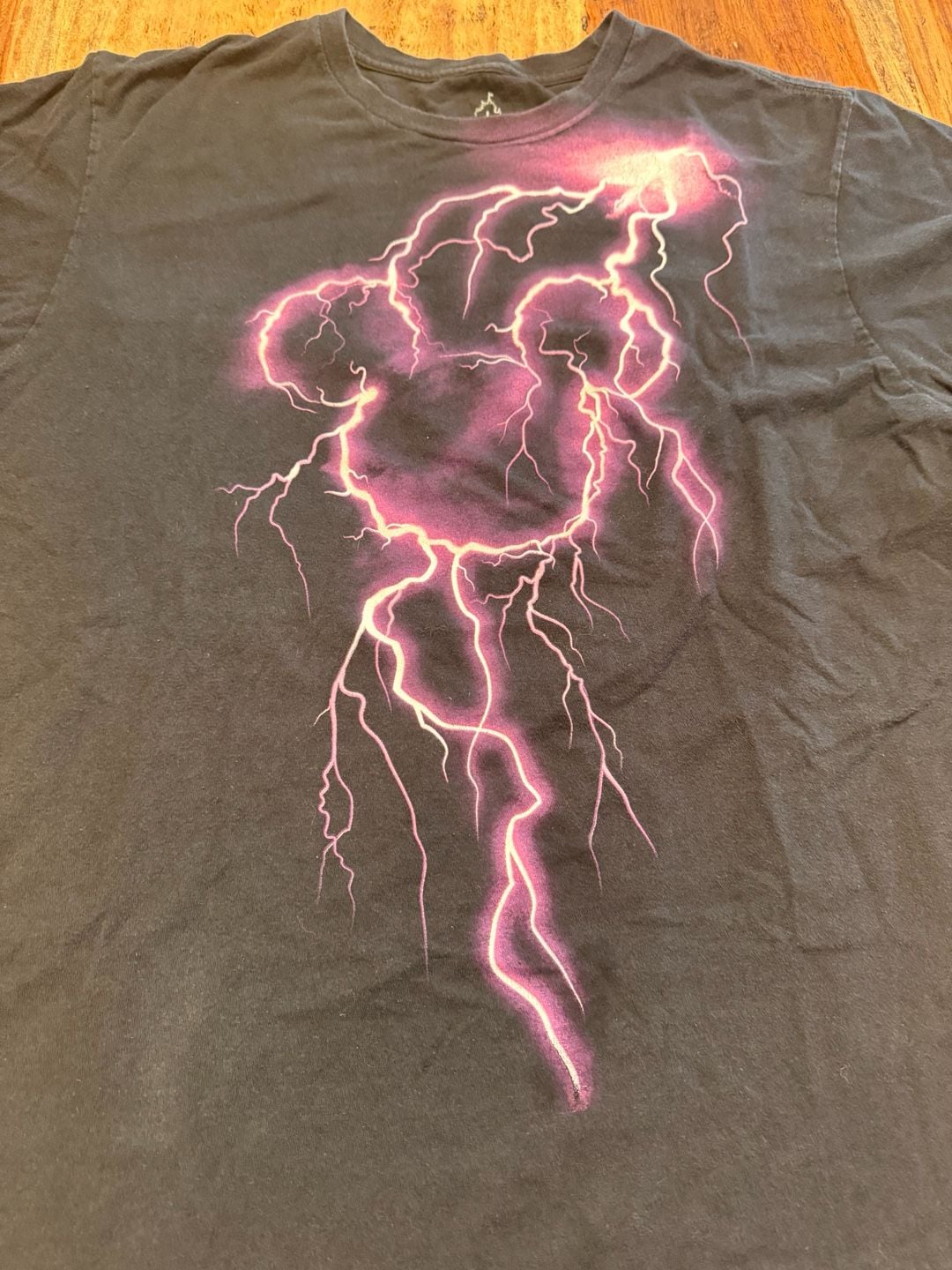 Disney Mickey Mouse Lightning Thunder T-Shirt Size L Black Y2K streetwear 1
