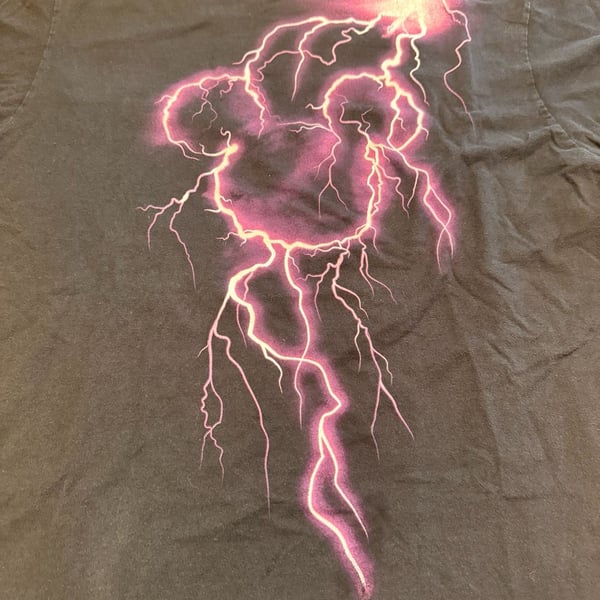 Disney Mickey Mouse Lightning Thunder T-Shirt Size L Black Y2K streetwear