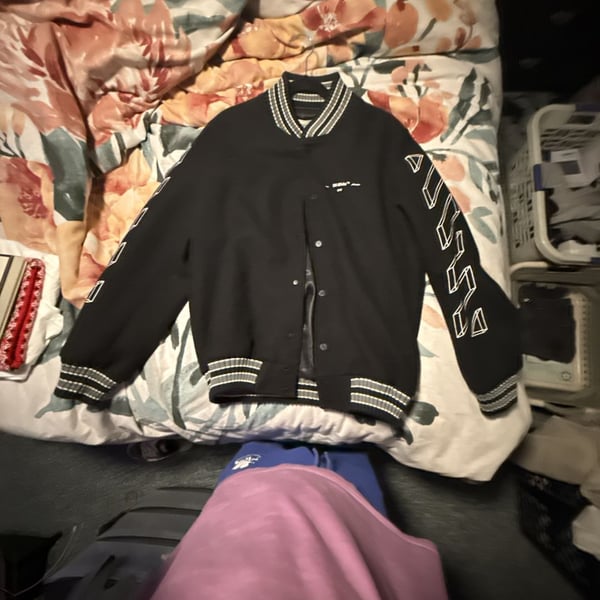 Off-White 2018 3D Diagonals Arrows Varsity Jacket Size M Black