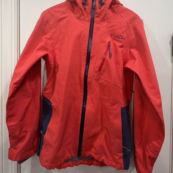 Flylow Technical Hooded Ski Jacket Red Orange Intuitive Fabric