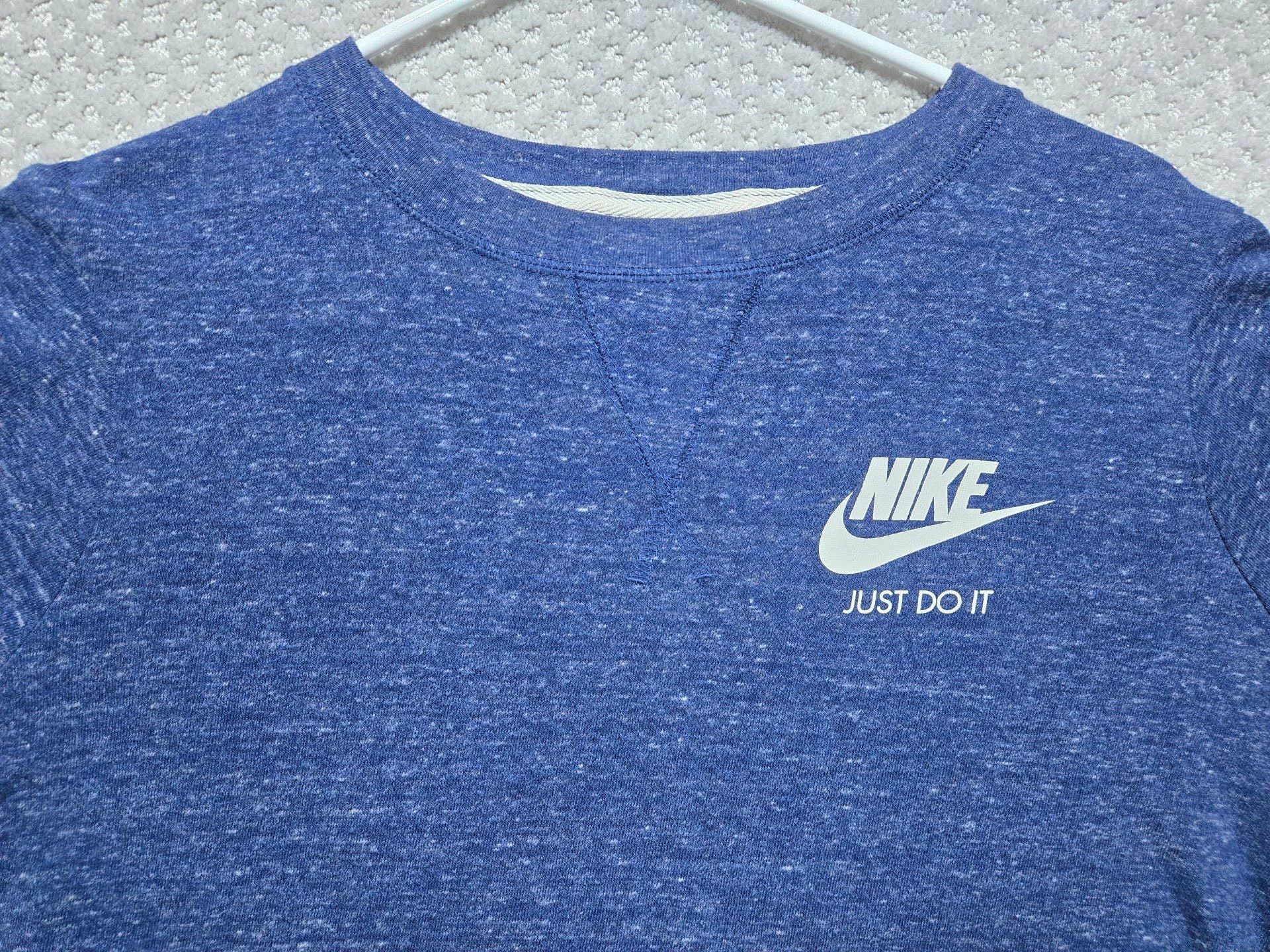 Nike Just Do It Long Sleeve Shirt Blue Heather Thermal Crewneck 2