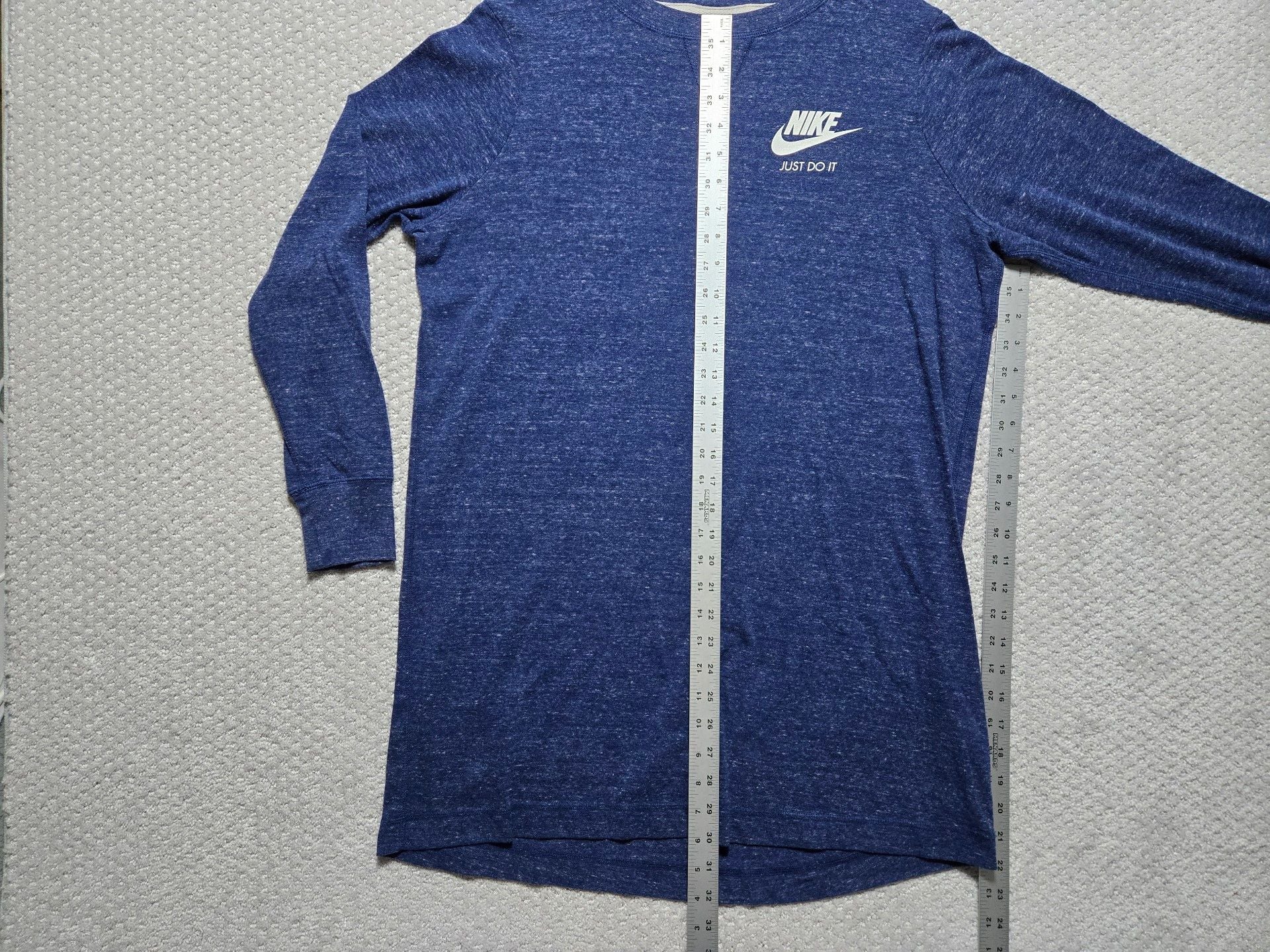 Nike Just Do It Long Sleeve Shirt Blue Heather Thermal Crewneck 5