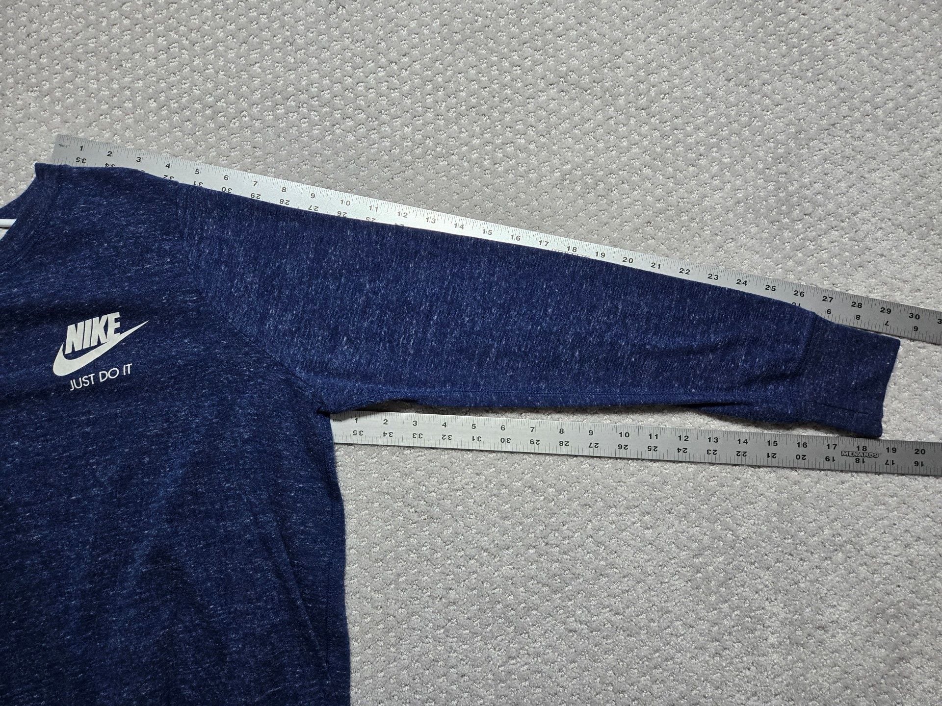 Nike Just Do It Long Sleeve Shirt Blue Heather Thermal Crewneck 6
